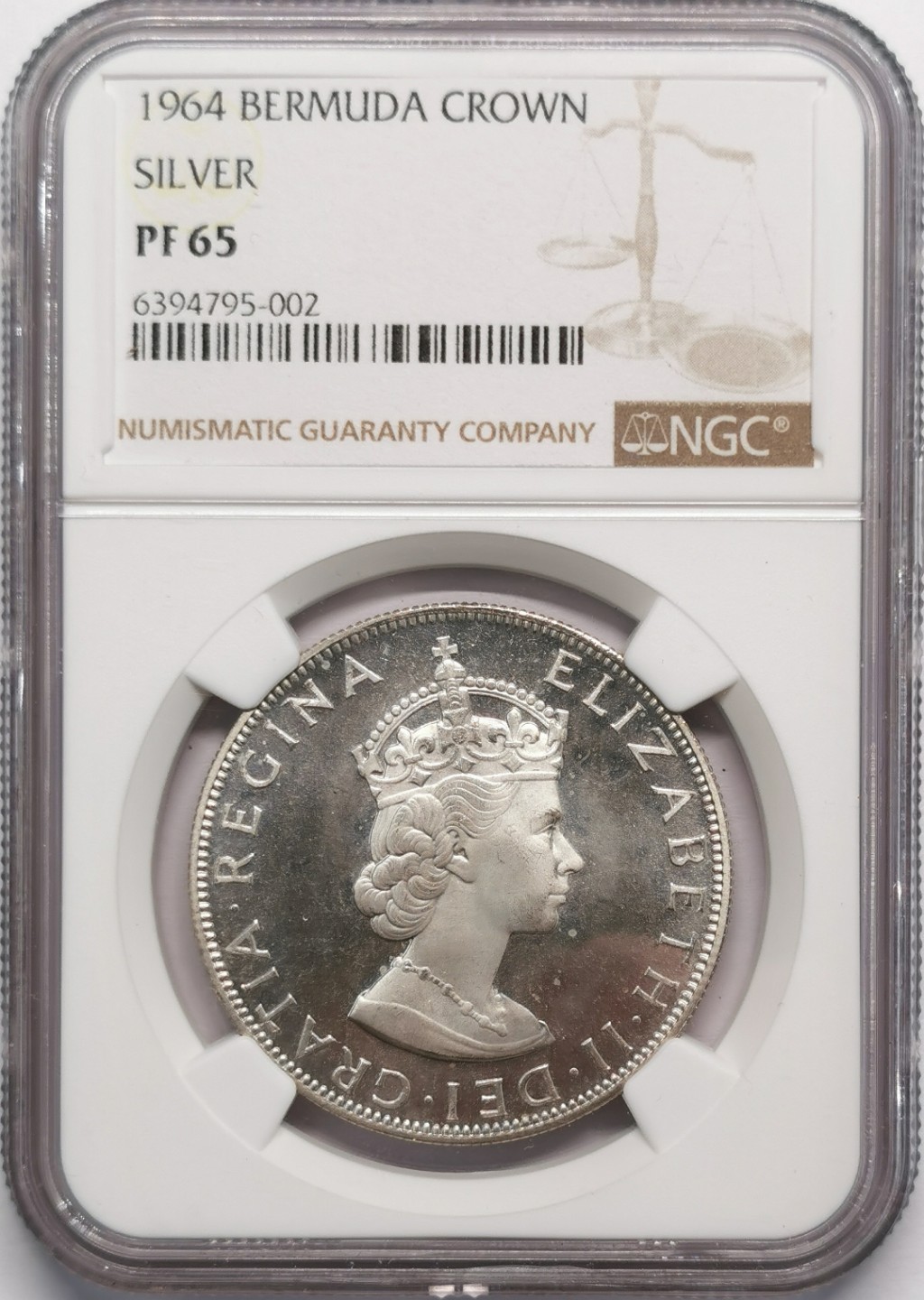 凡希社世界钱币微拍第二百十三期 1964英属百慕大伊丽莎白高冠克朗大银NGC-PF65