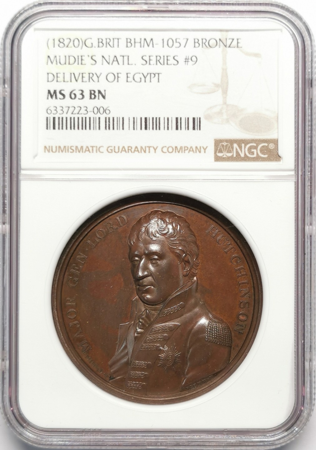 凡希社世界钱币微拍第二百十三期 1801英军移交埃及纪念铜章NGC-MS63