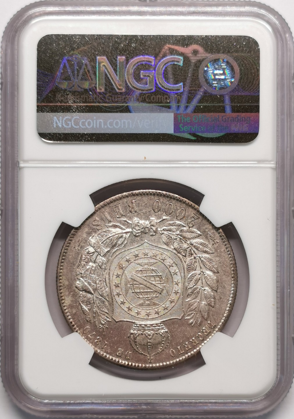 凡希社世界钱币微拍第二百十三期 1889巴西帝国2000R大银NGC-AU58