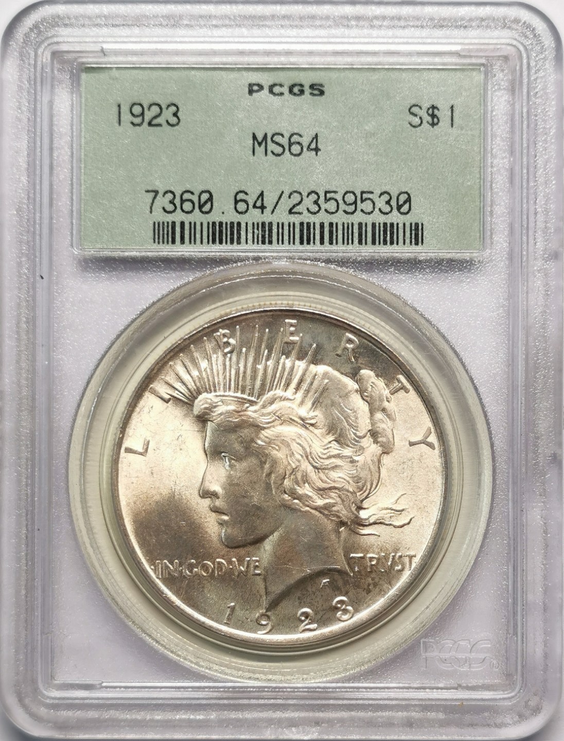 凡希社世界钱币微拍第二百十三期 1923美国和平壹元PCGS-MS64
