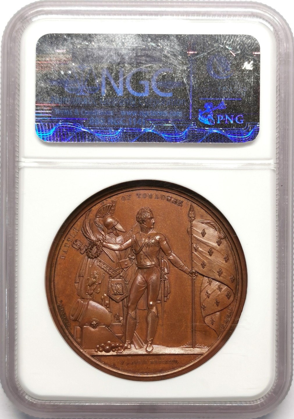 凡希社世界钱币微拍第二百十三期 荐！1814图卢兹战役纪念铜章NGC-MS66超高分完美！