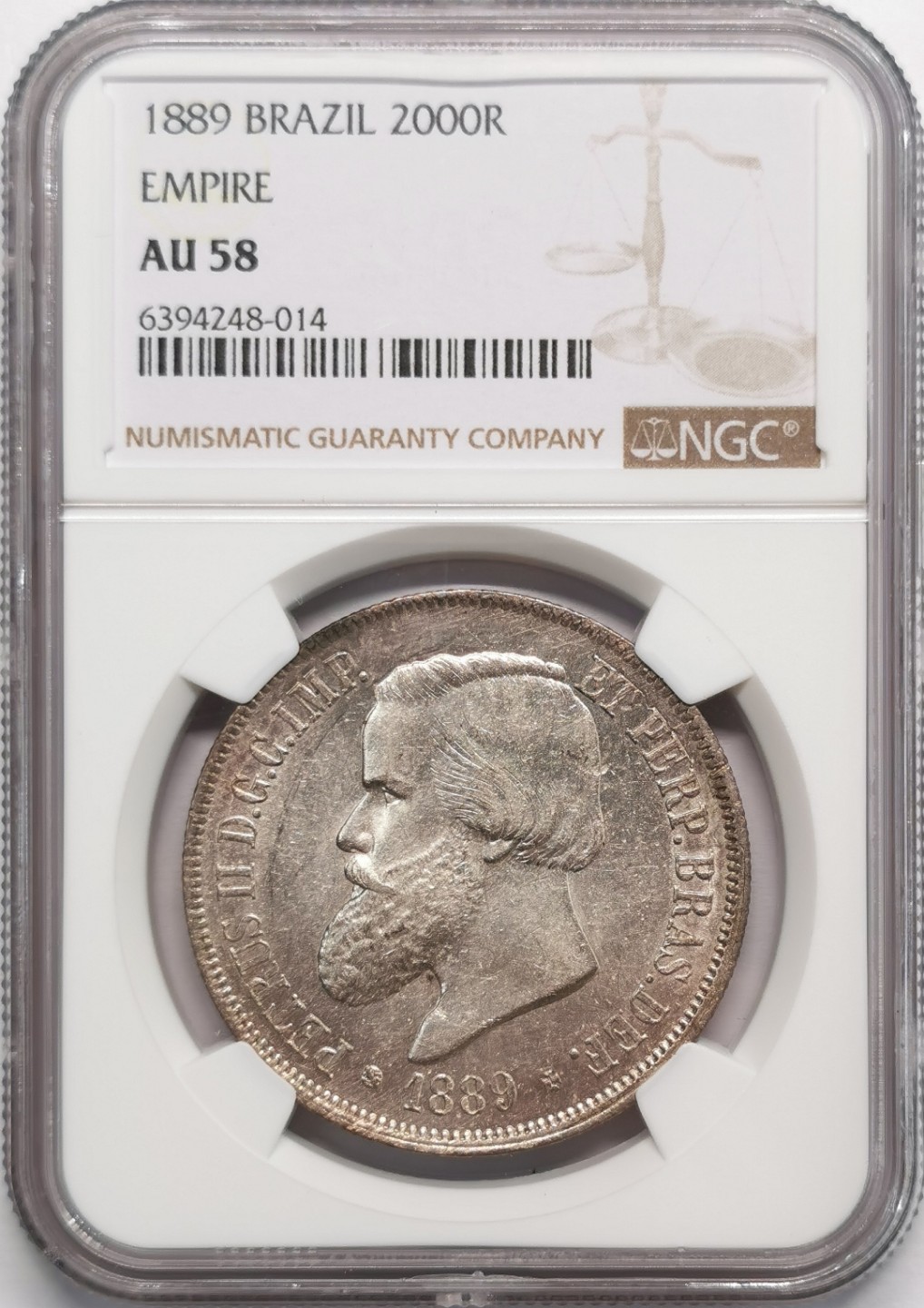 凡希社世界钱币微拍第二百十三期 1889巴西帝国2000R大银NGC-AU58