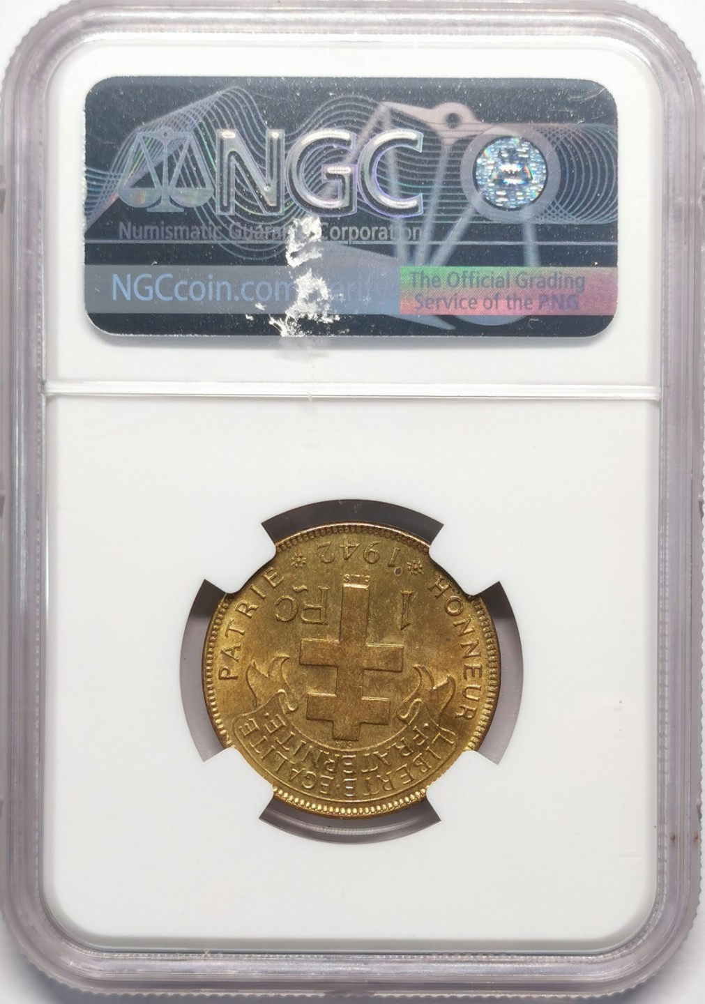 凡希社世界钱币微拍第二百十三期 1942SA法属赤道非洲1法郎NGC-MS64