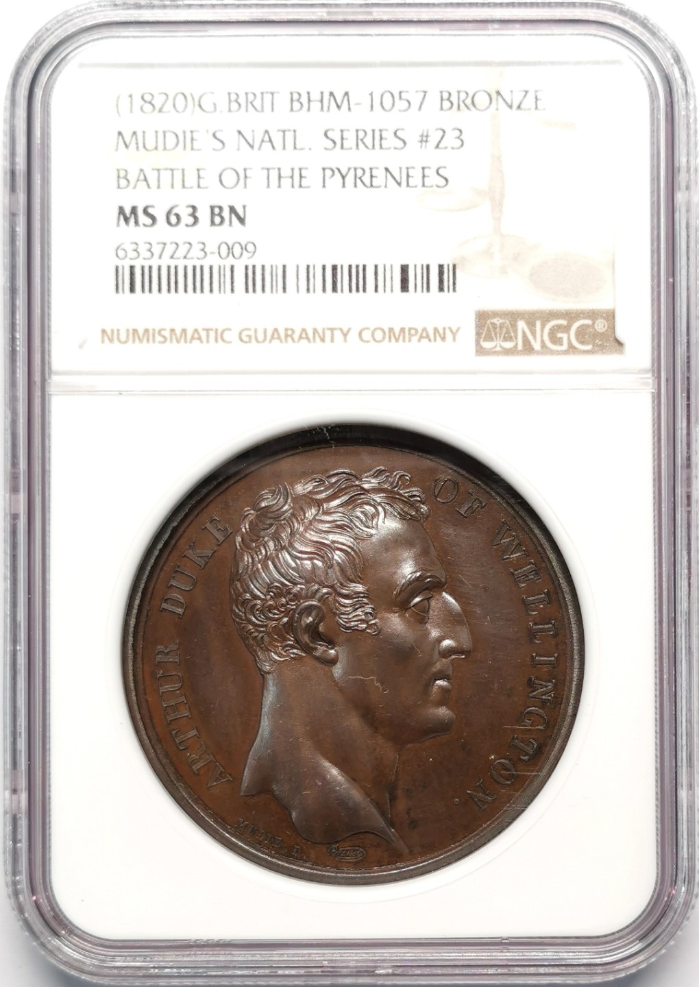 凡希社世界钱币微拍第二百十三期 1813比利牛斯战役纪念铜章NGC-MS63