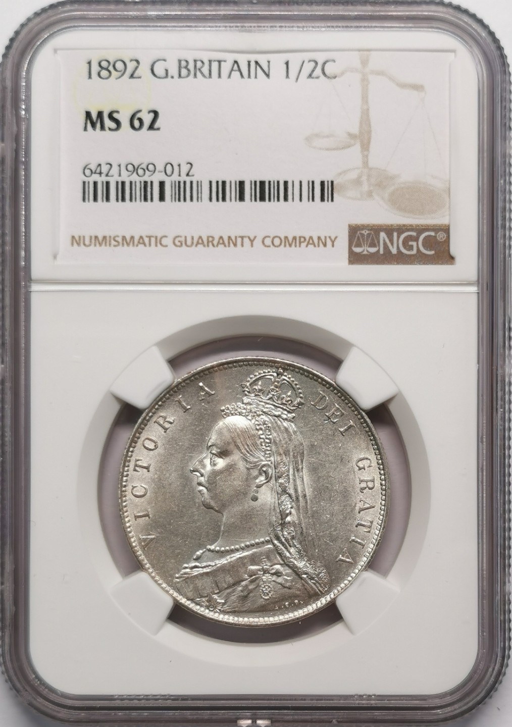 凡希社世界钱币微拍第二百十三期 1892英国高冠1/2克朗银币NGC-MS62