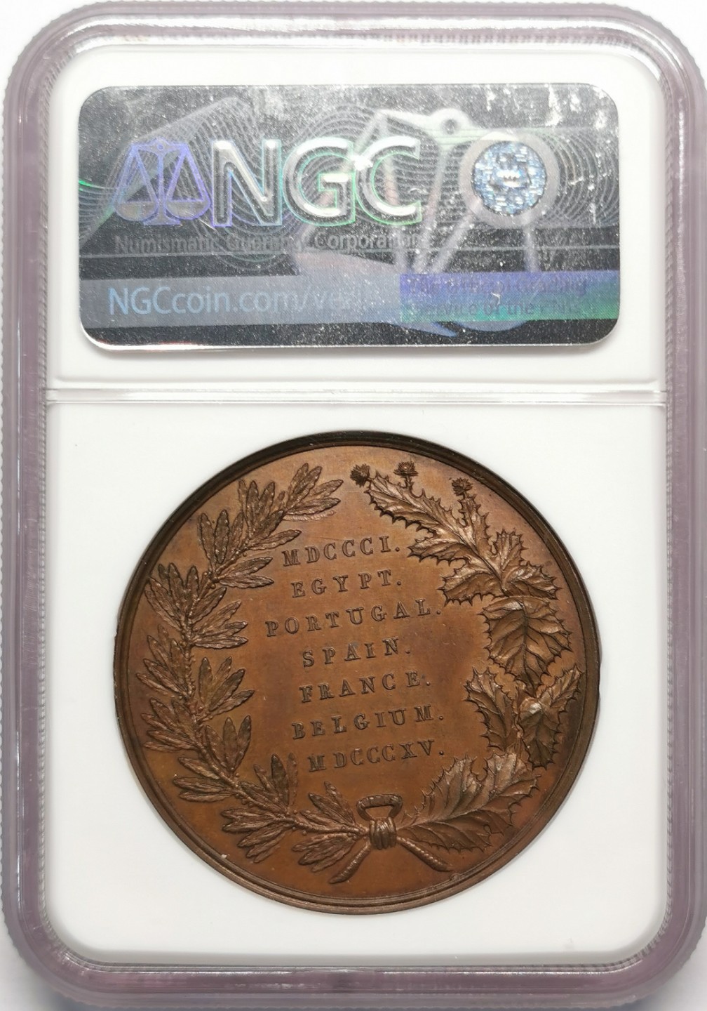 凡希社世界钱币微拍第二百十三期 1815苏格兰军团胜利荣耀纪念铜章NGC-MS65高分！
