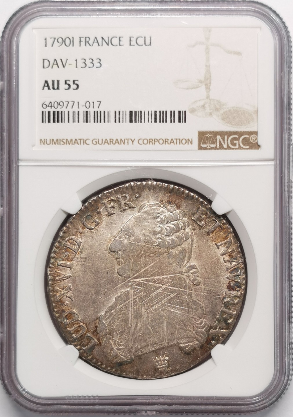 凡希社世界钱币微拍第二百十三期 1790I法国路易十六埃居大银NGC-AU55