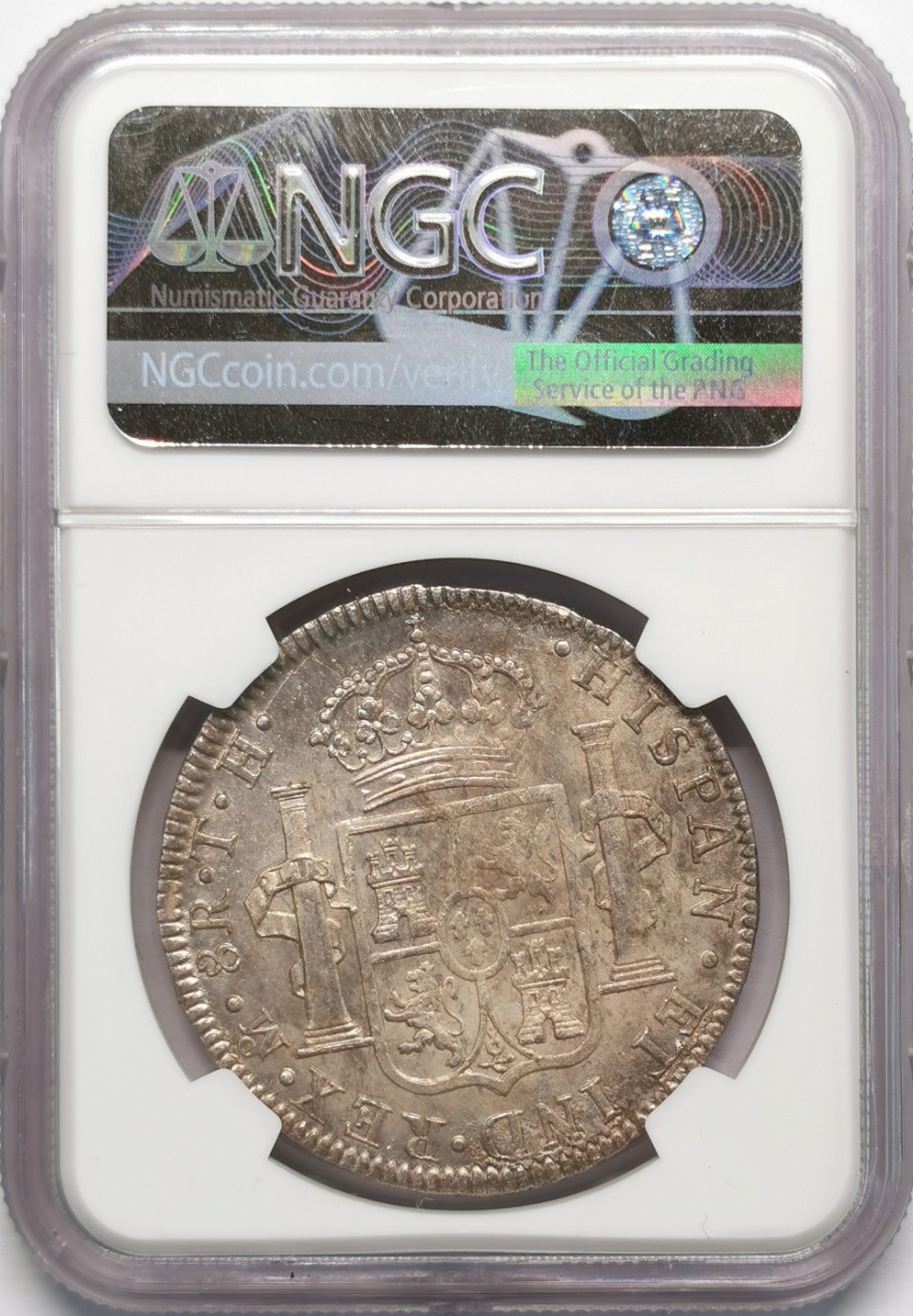 凡希社世界钱币微拍第二百十三期 荐！1808MO墨西哥卡四双柱NGC-MS62原味品收藏级！