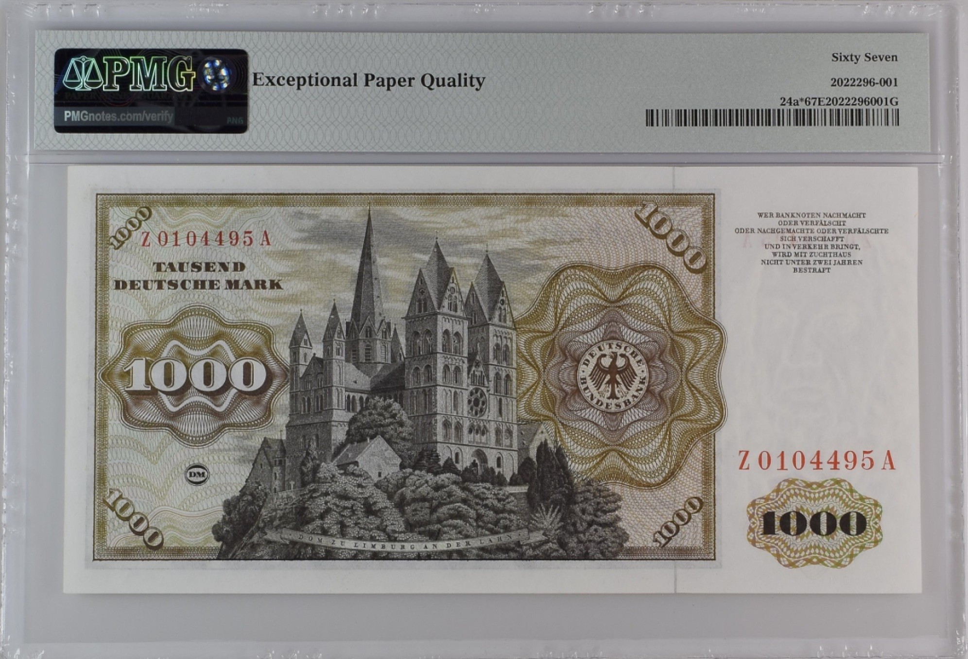 收藏联盟Quantum Auction 第194期——白金之夜 秋季拍卖 德国联邦1960年1000马克 PMG67 补号唯一冠军分 天文学家舍那