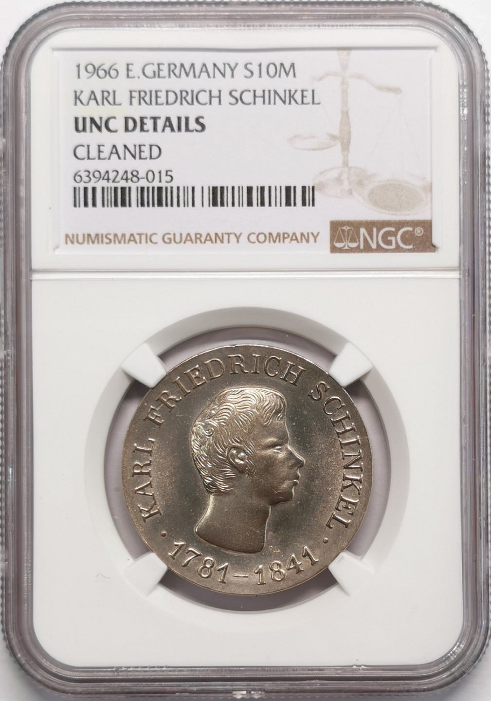 凡希社世界钱币微拍第二百十三期 1966东德辛克尔10马克纪念银币NGC-UNCD稀少品种！