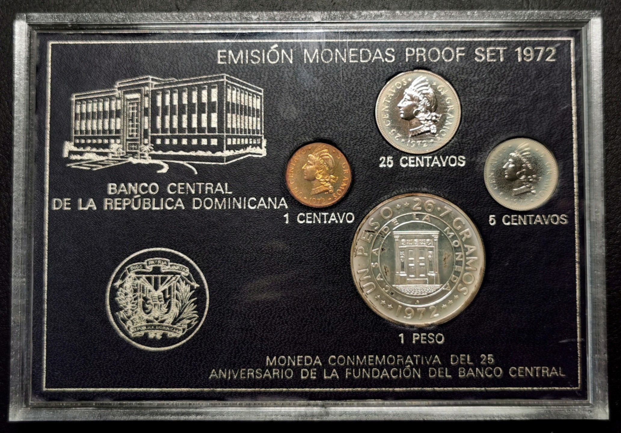 凡希社世界钱币微拍第二百十三期 1972多米尼加中央银行25周年Proof Set原装好品！