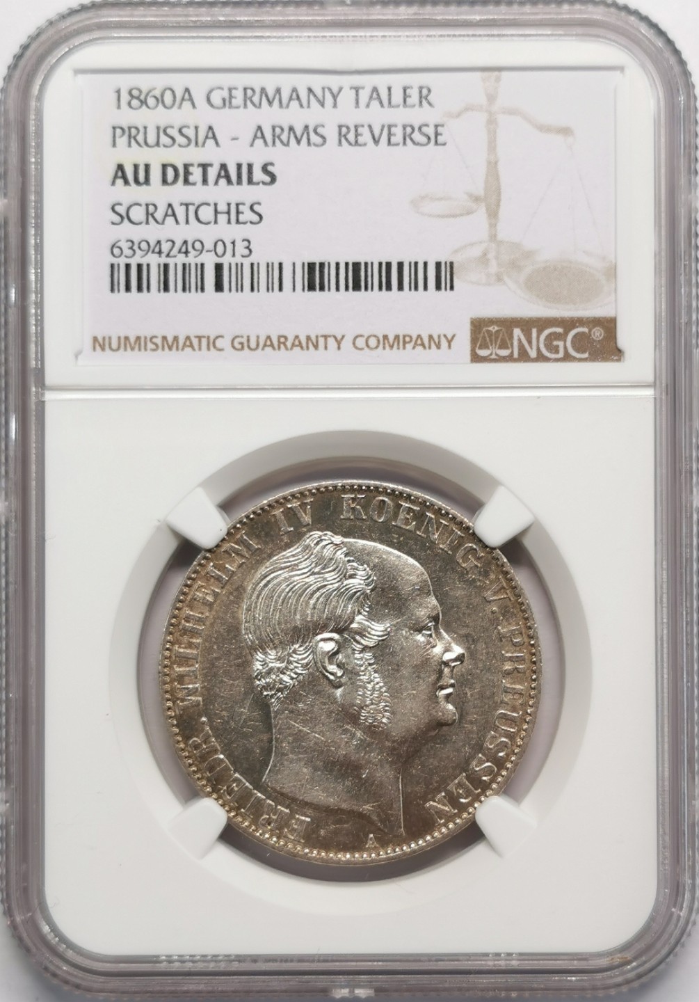 凡希社世界钱币微拍第二百十三期 1860普鲁士泰勒NGC-AUD