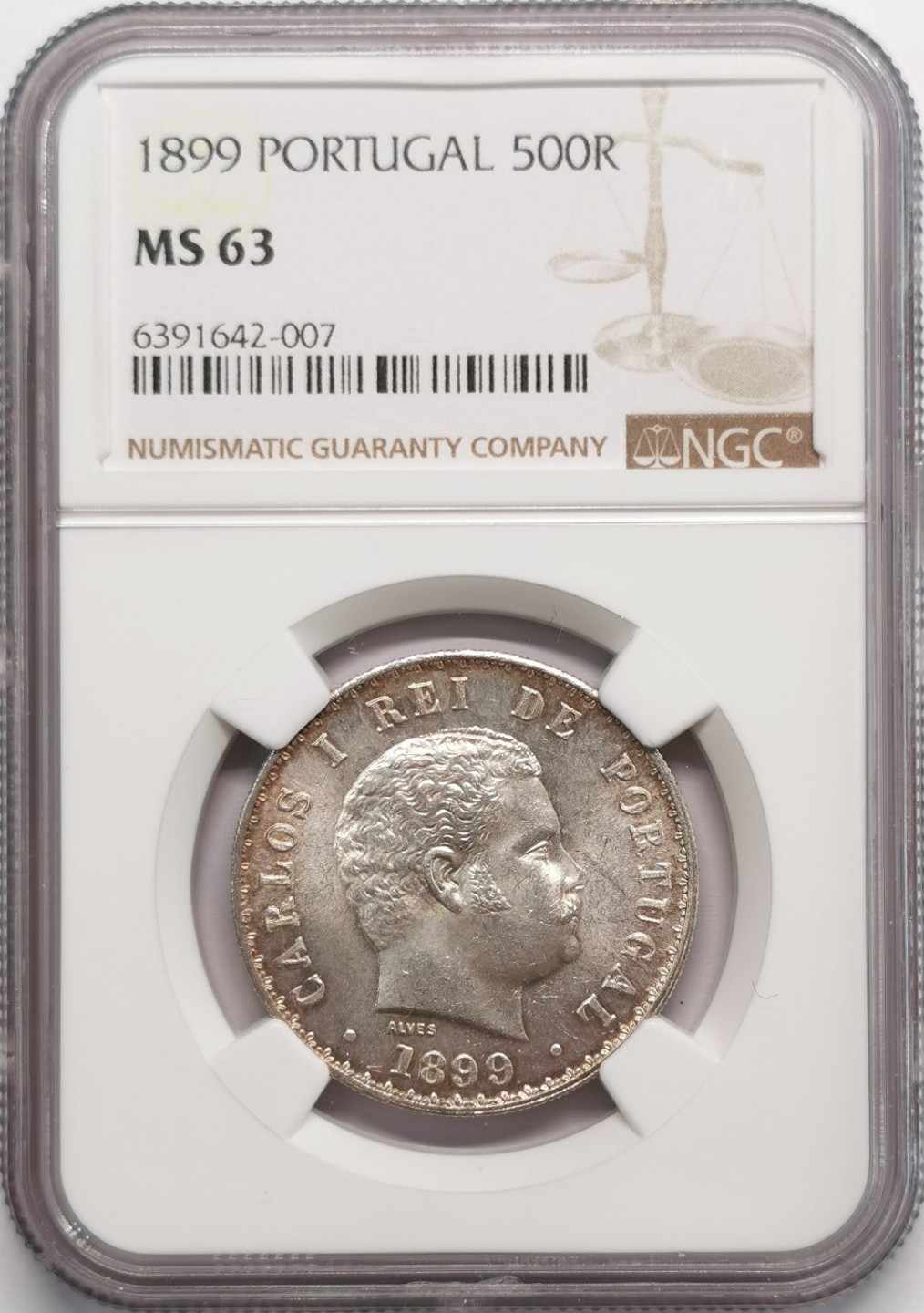 凡希社世界钱币微拍第二百十三期 1899葡萄牙卡洛斯一世500R银币NGC-MS63