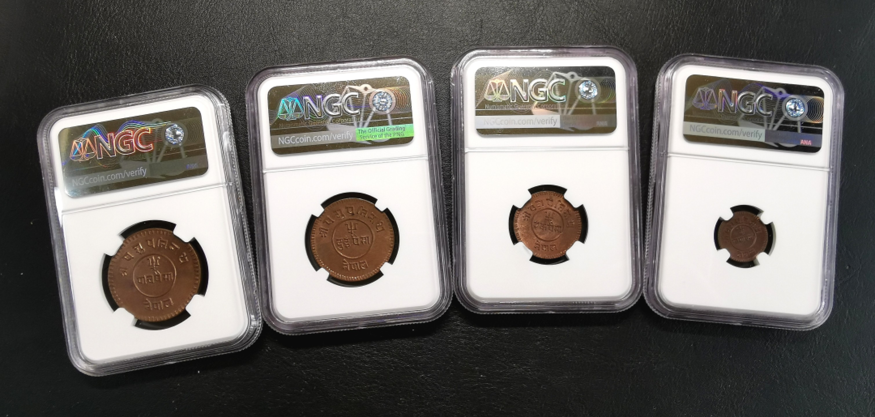 凡希社世界钱币微拍第二百十三期 荐！1928尼泊尔Presentation礼品套装铜币四枚NGC