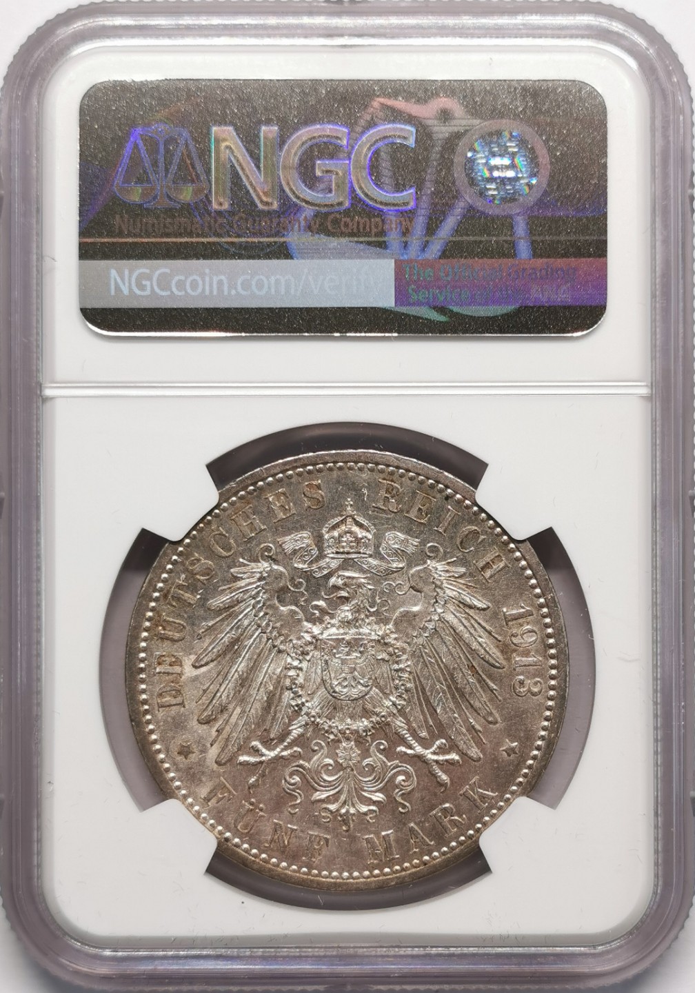 凡希社世界钱币微拍第二百十三期 1913巴登5马克大银NGC-MS61