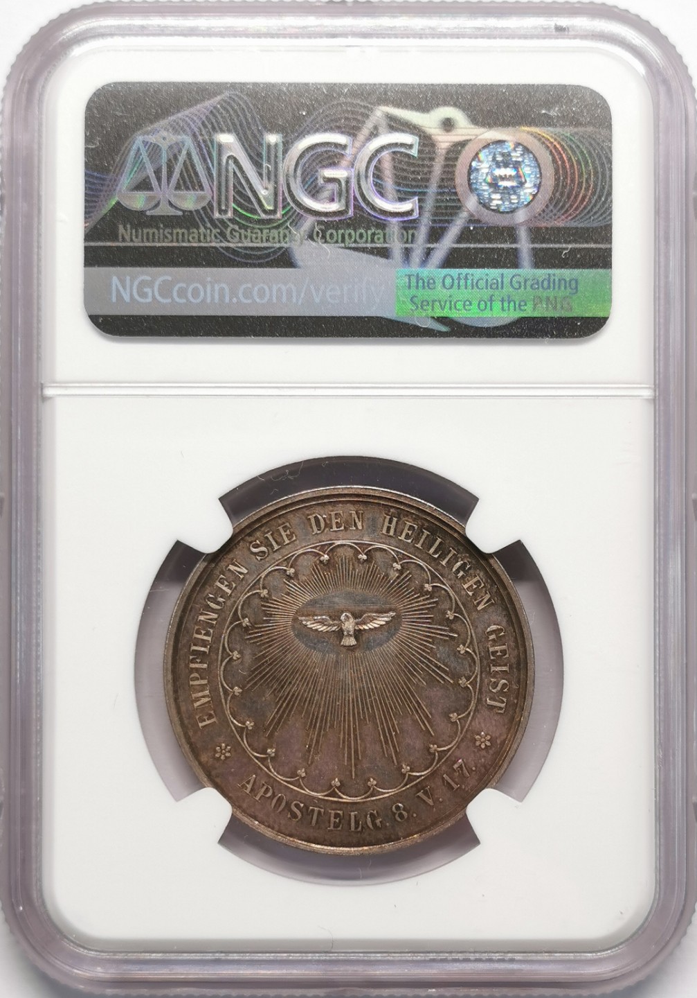 凡希社世界钱币微拍第二百十三期 十九世纪德国坚信礼纪念银章NGC-MS62雕刻精美！