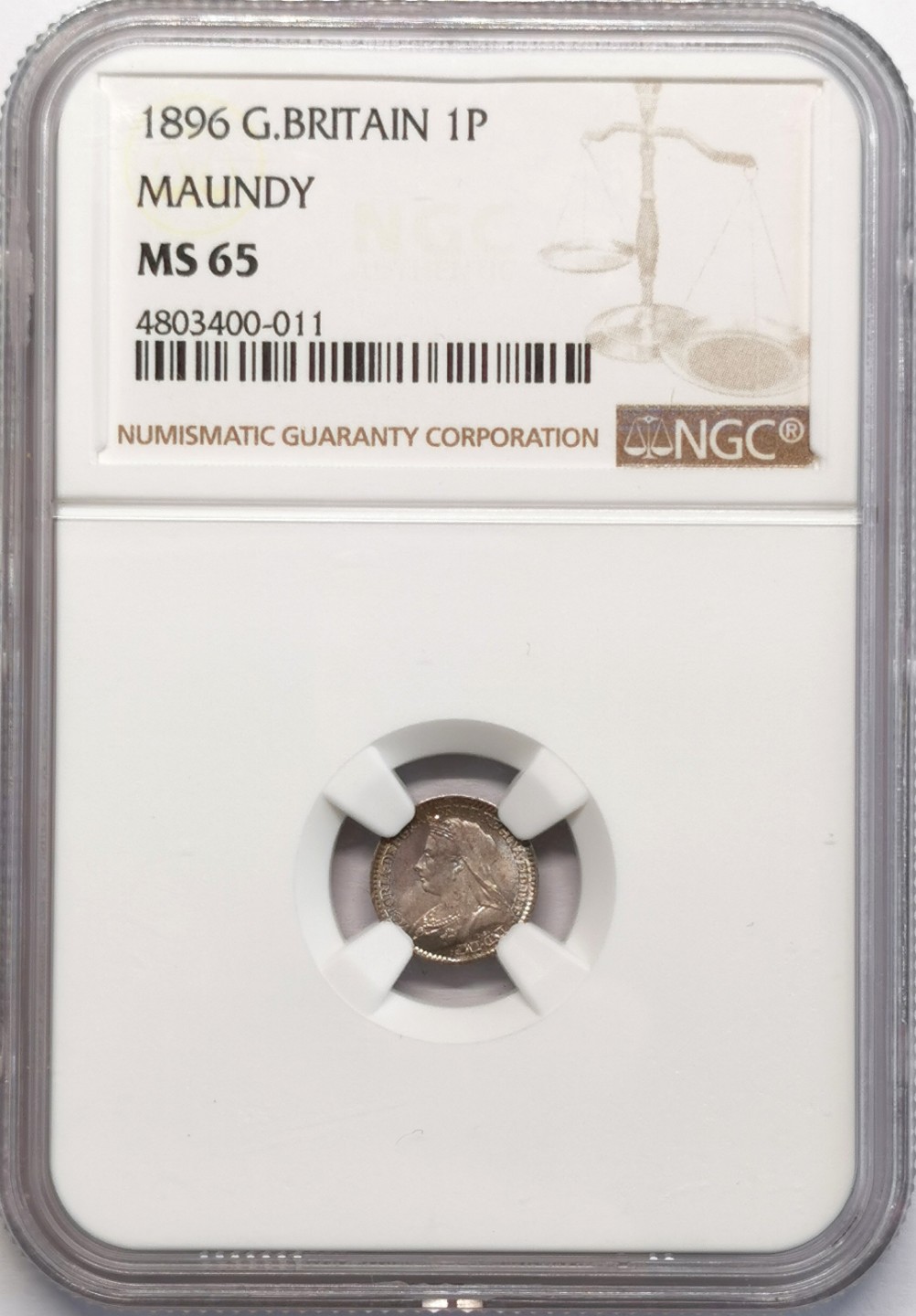 凡希社世界钱币微拍第二百十三期 1896英国老维批纱银便士NGC-MS65