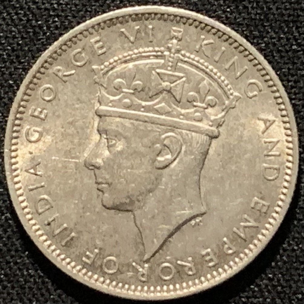 紫瑗钱币——第210期拍卖 马来亚 1943年 乔治六世 20分 5.43克 0.5银 UNC