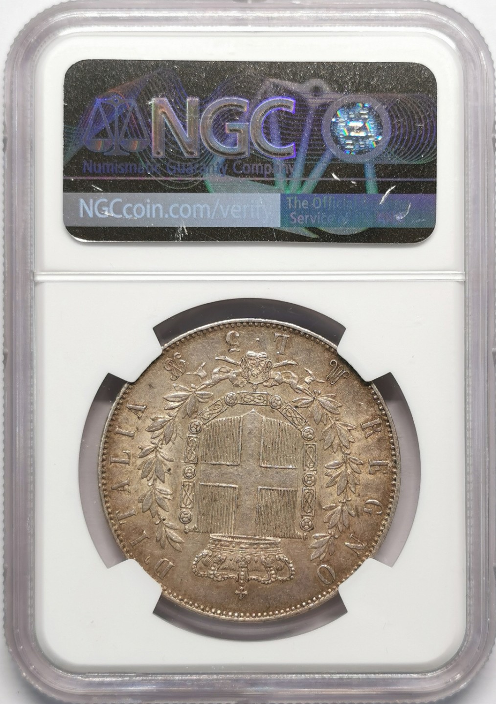 凡希社世界钱币微拍第二百十三期 1871意大利埃曼努尔5里拉大银NGC-AU55