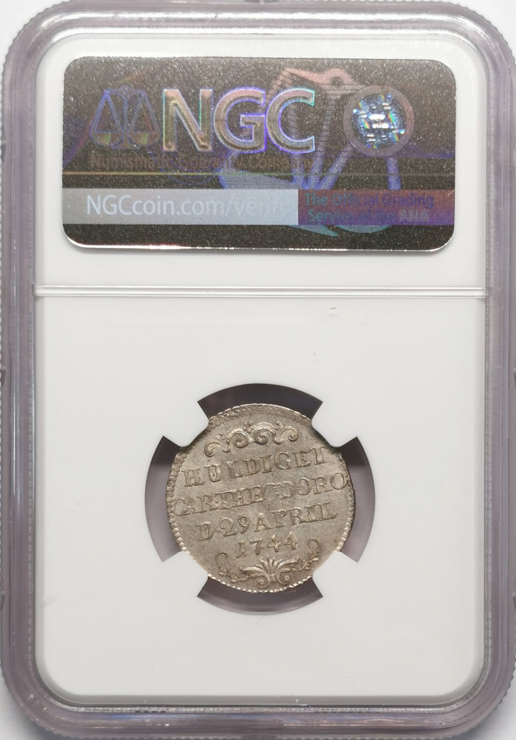凡希社世界钱币微拍第二百十三期 1744莱茵普法尔茨选侯国杜卡特金币银样NGC-MS64稀见！