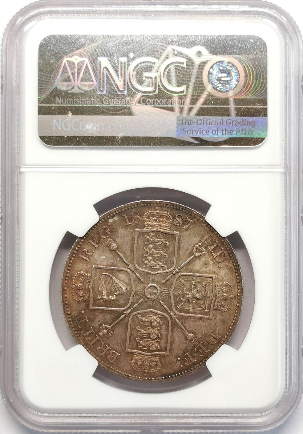 凡希社世界钱币微拍第二百十三期 荐！1887英国高冠双佛罗林大银NGC-MS65高分收藏级！