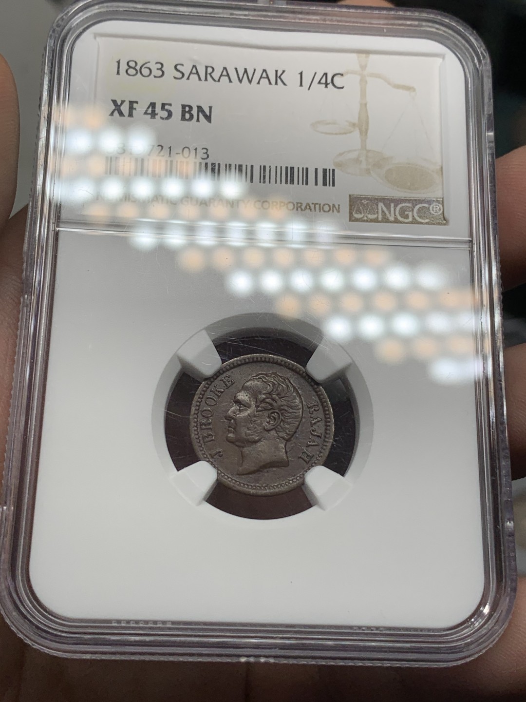 《竞宝斋》第98场-本周日，周一2场连拍（全场不限金额包邮） 沙捞越1863年版三枚 1/4分1/2分1分，稀少2枚均NGC评级