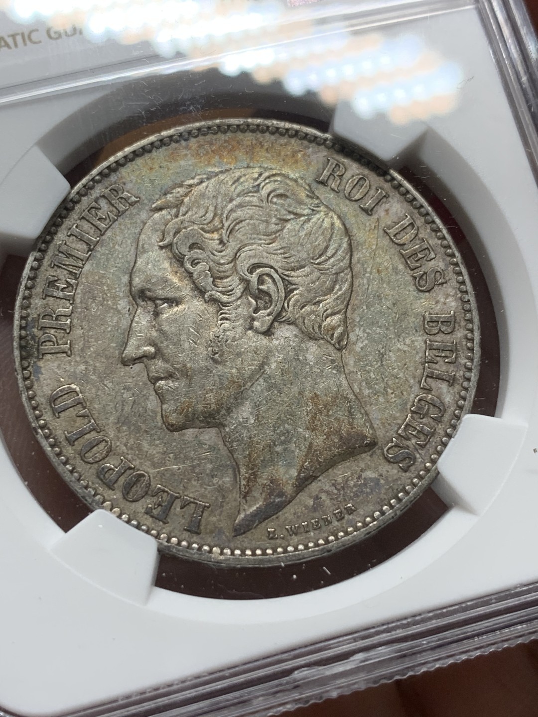 《竞宝斋》第98场-本周日，周一2场连拍（全场不限金额包邮） NGC-XF 比利时1850年 利奥波德一世短发 5法郎大银币 酱彩包浆 非常漂亮