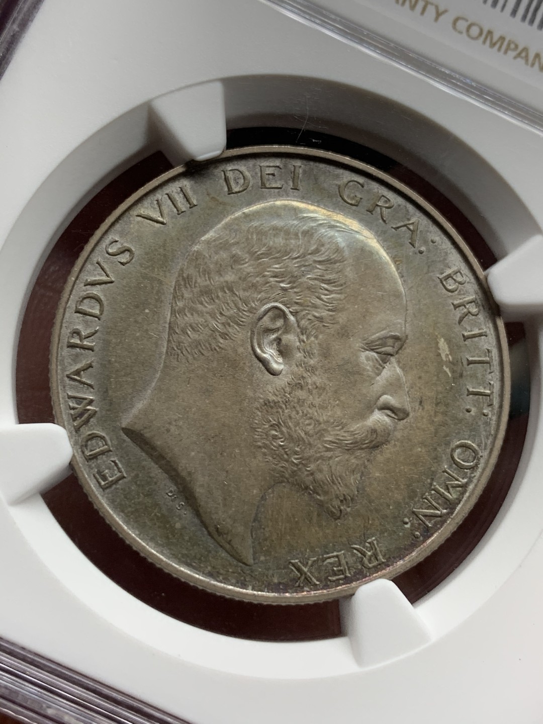 《竞宝斋》第98场-本周日，周一2场连拍（全场不限金额包邮） NGC PF62MATTE 五彩英国1902年爱七精制半克朗银币