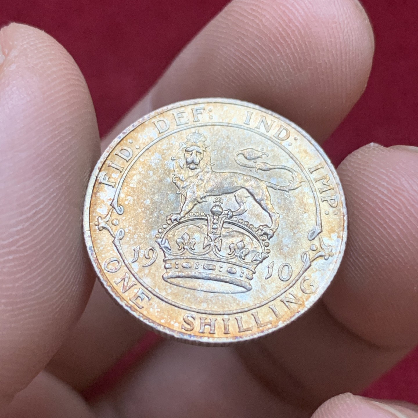 《竞宝斋》第98场-本周日，周一2场连拍（全场不限金额包邮） 英国1910年1先令银币 未流通品相 早期站狮