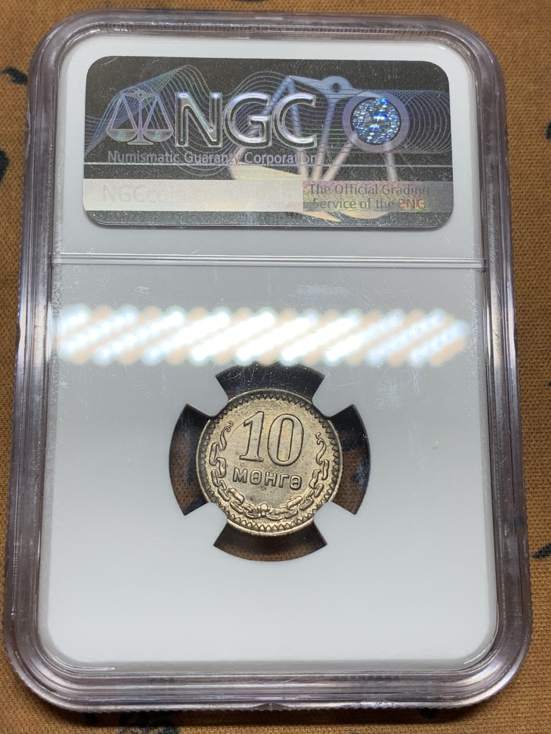 《竞宝斋》第98场-本周日，周一2场连拍（全场不限金额包邮） NGC MS64 蒙古 1945年 10M 10蒙哥