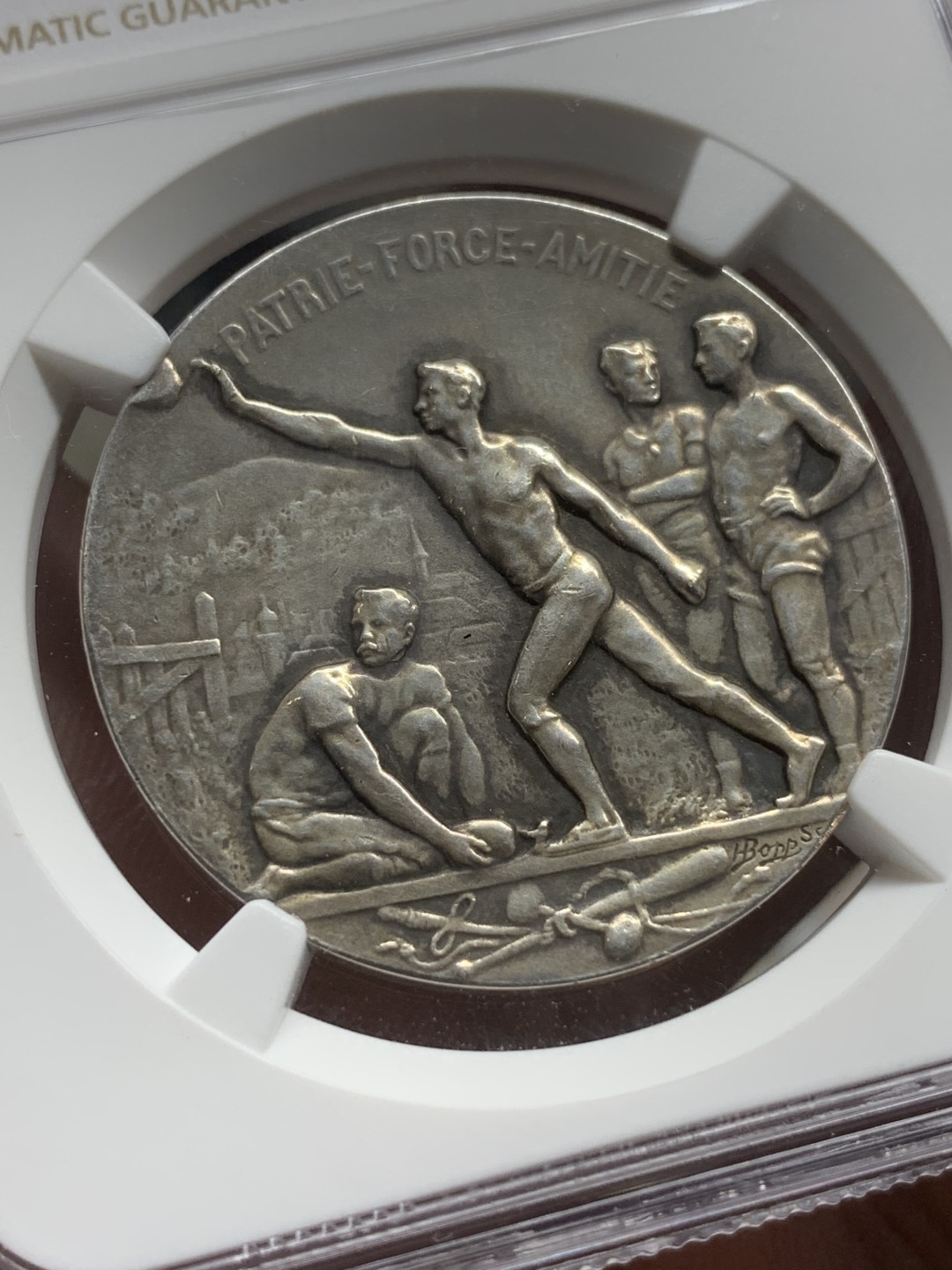 《竞宝斋》第98场-本周日，周一2场连拍（全场不限金额包邮） NGC MS62  1900年瑞士联邦体育节银章 稀少品种 形象生动