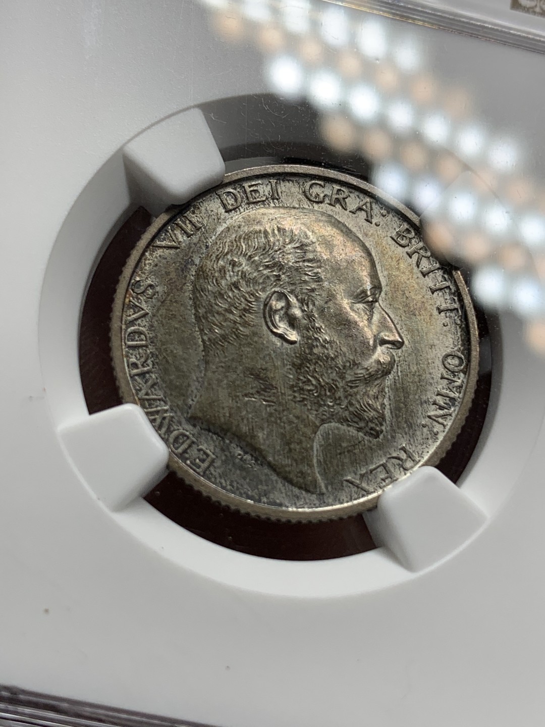 《竞宝斋》第98场-本周日，周一2场连拍（全场不限金额包邮） NGC PF62MATTE 深彩英国1902年爱七精制一先令银币