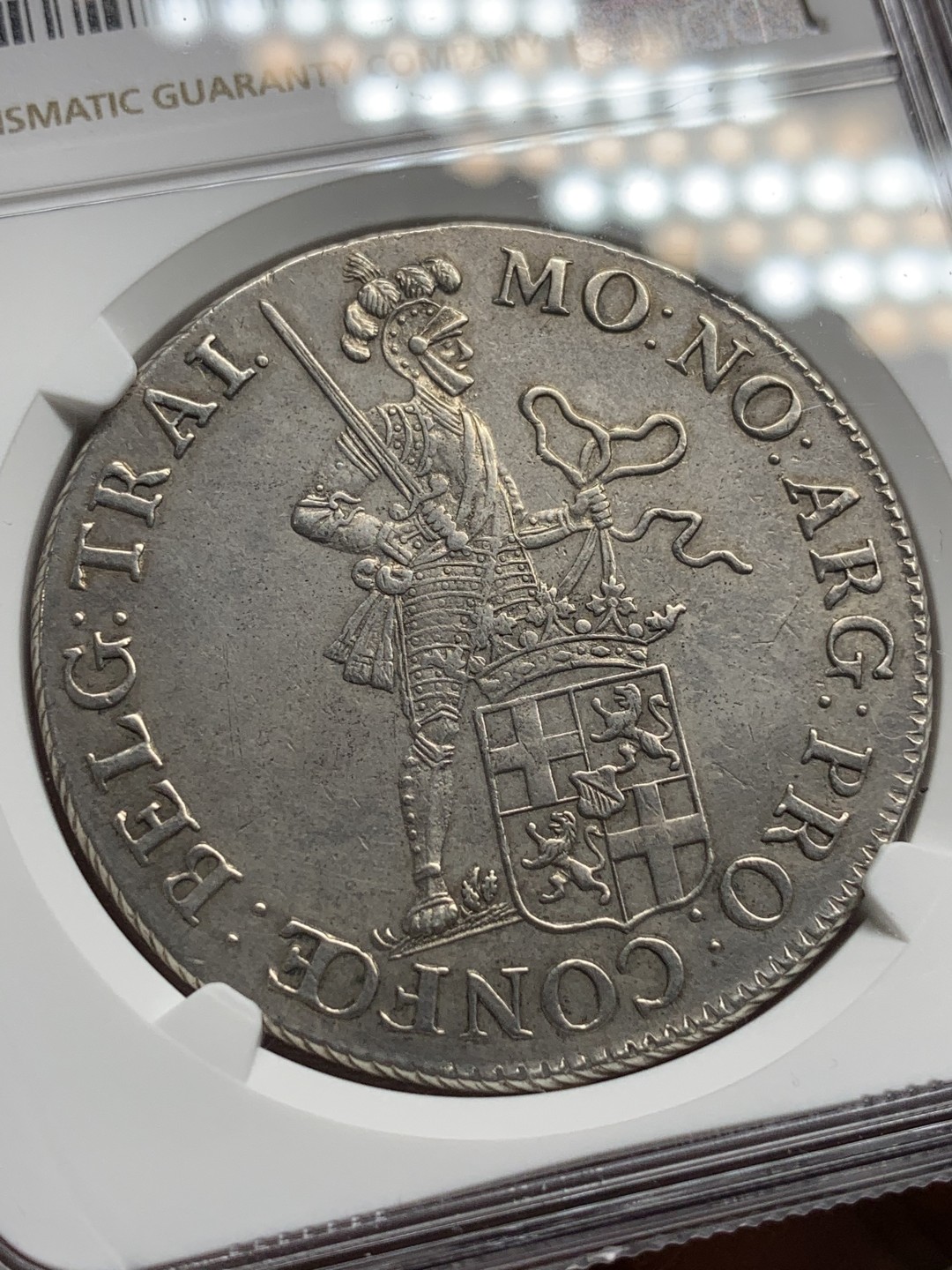 《竞宝斋》第98场-本周日，周一2场连拍（全场不限金额包邮） NGC AUD 荷兰 1801 乌特勒支 站人武士 1杜卡特大银币 双面全深打