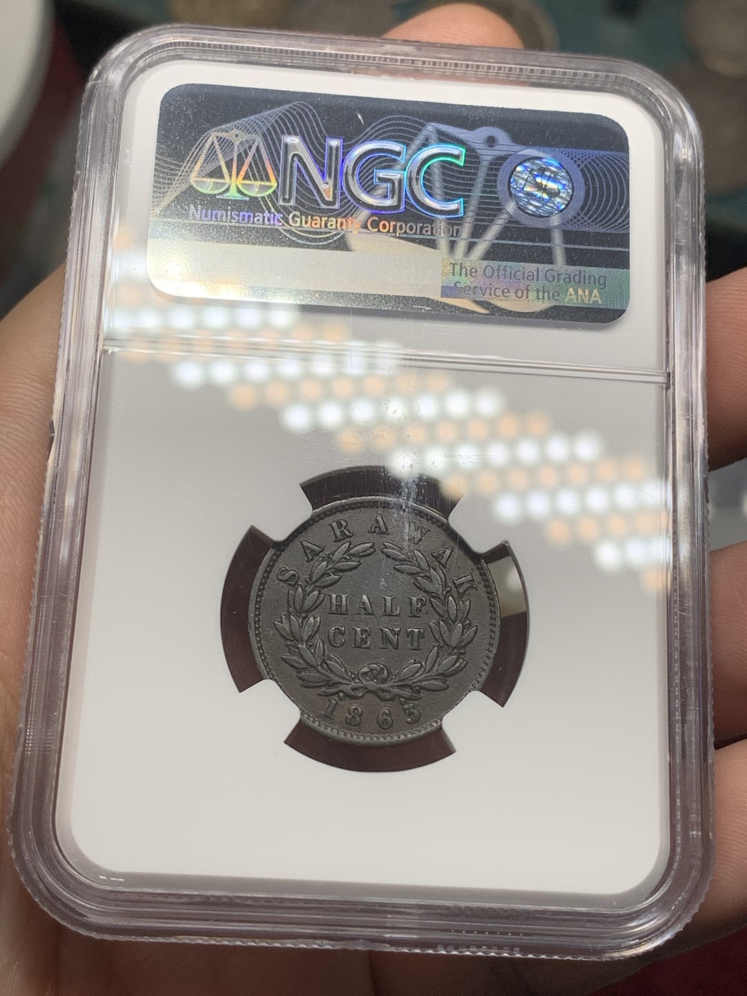 《竞宝斋》第98场-本周日，周一2场连拍（全场不限金额包邮） 沙捞越1863年版三枚 1/4分1/2分1分，稀少2枚均NGC评级