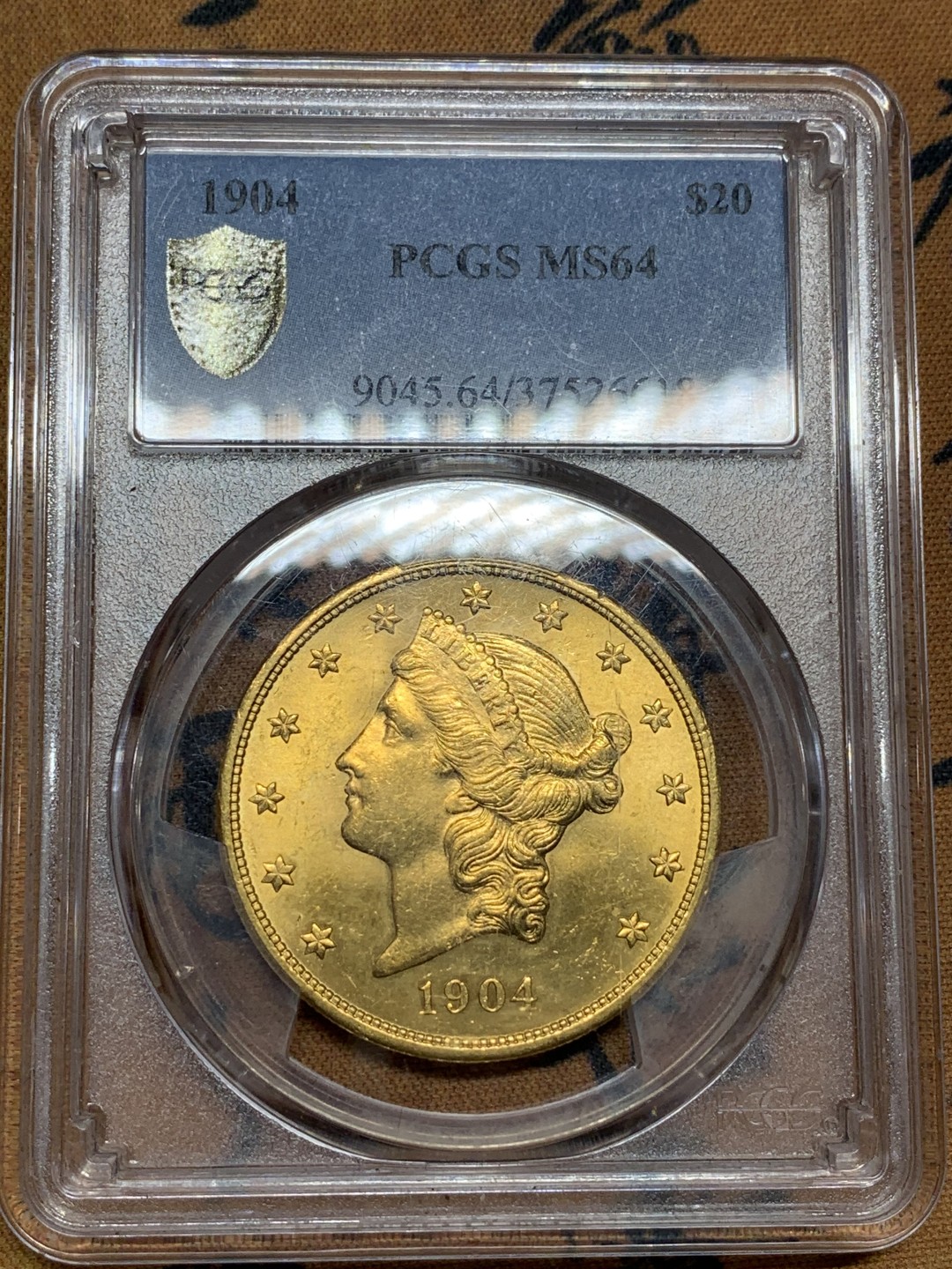 《竞宝斋》第98场-本周日，周一2场连拍（全场不限金额包邮） PCGS MS64 美国 1904年 自由女神 20美元 大金币 33.4克 高等级分数