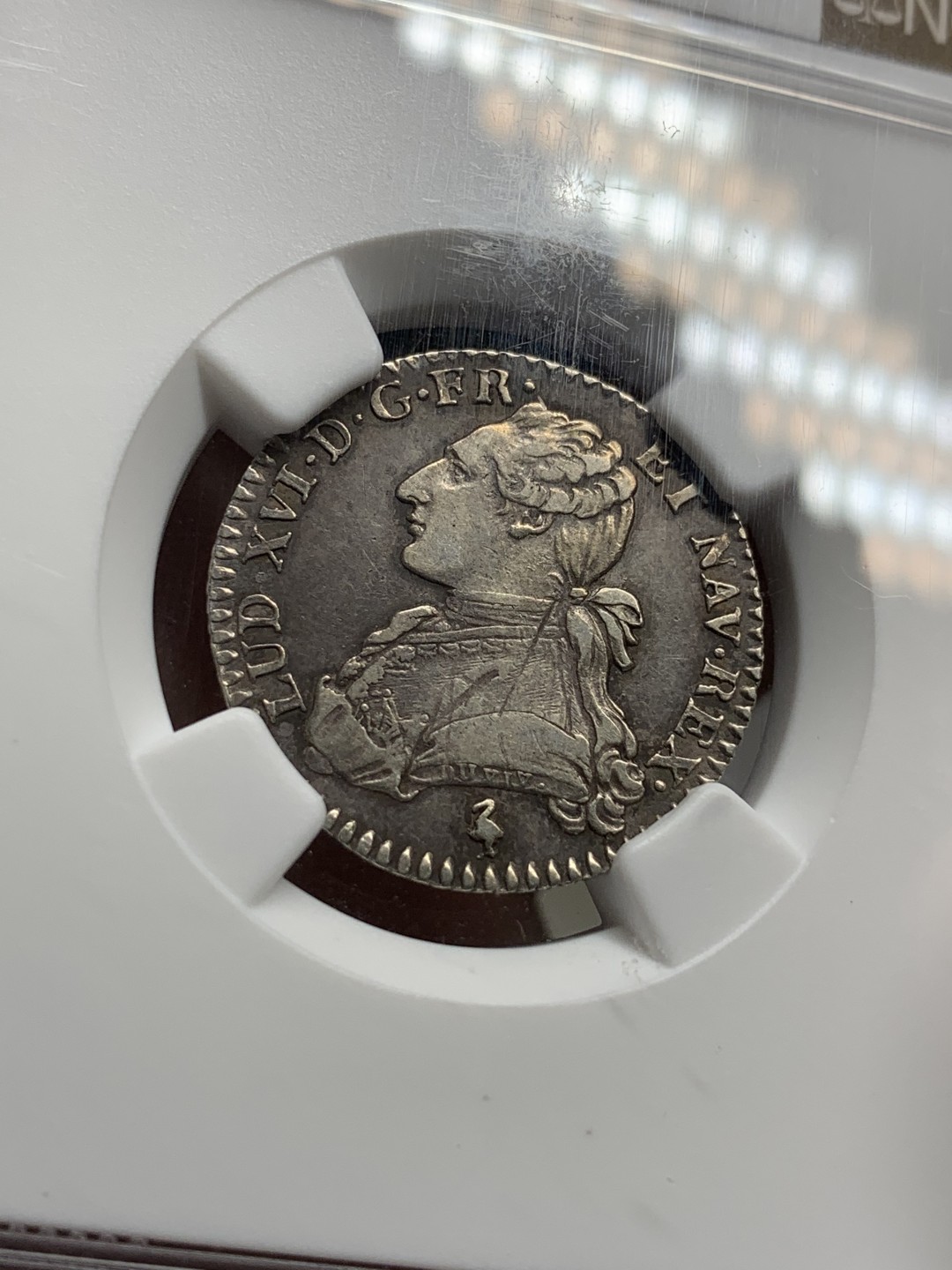 《竞宝斋》第98场-本周日，周一2场连拍（全场不限金额包邮） NGC AU评级 法国 1782 路易十六 12s即1/10埃居 银币 打制极好