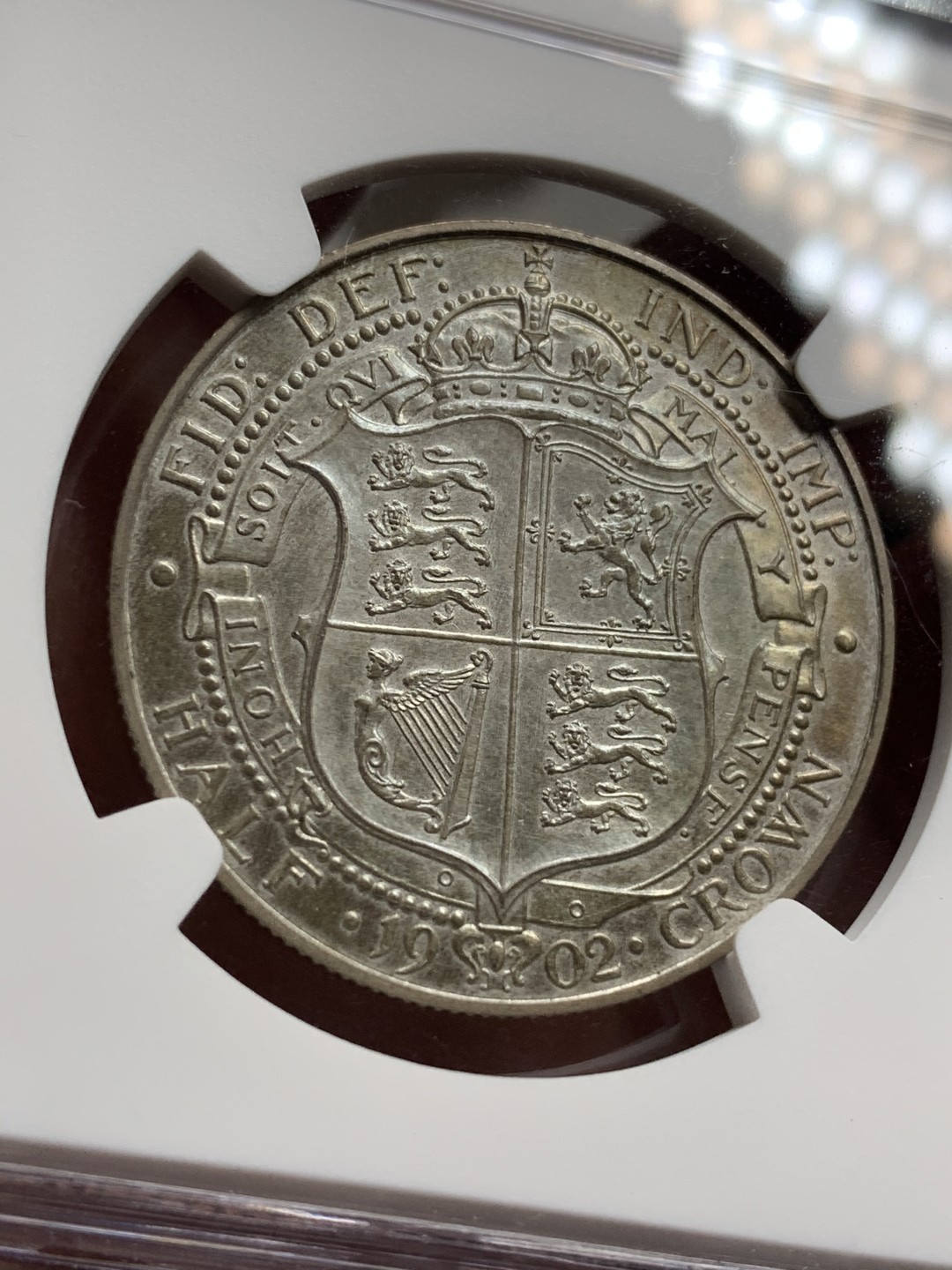 《竞宝斋》第98场-本周日，周一2场连拍（全场不限金额包邮） NGC PF62MATTE 五彩英国1902年爱七精制半克朗银币