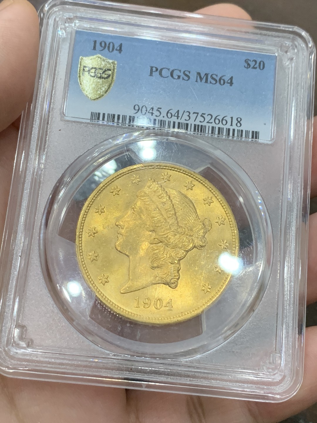 《竞宝斋》第98场-本周日，周一2场连拍（全场不限金额包邮） PCGS MS64 美国 1904年 自由女神 20美元 大金币 33.4克 高等级分数
