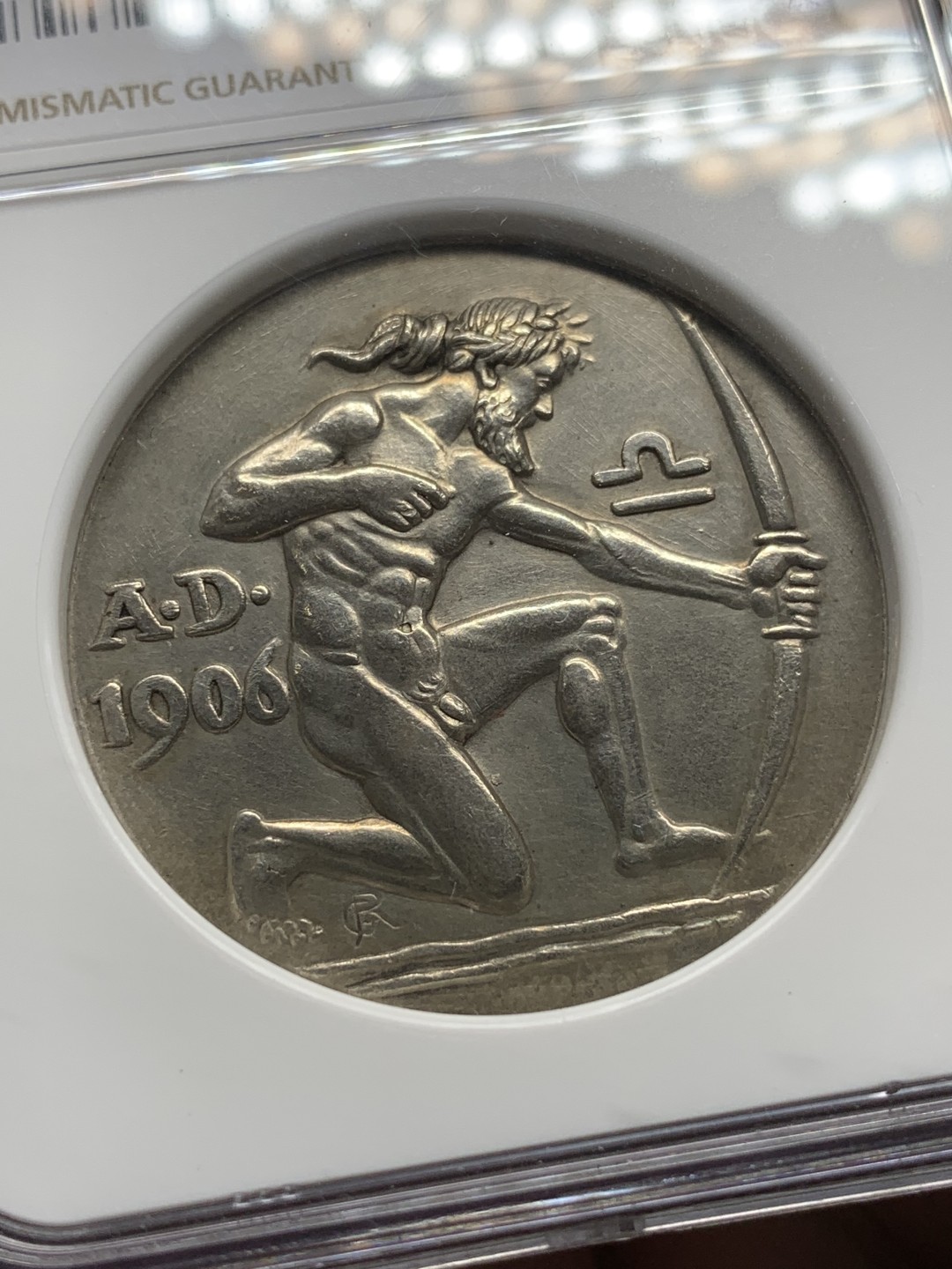 《竞宝斋》第98场-本周日，周一2场连拍（全场不限金额包邮） NGC-MS62 1906 德国 慕尼黑 射击节银章 力与美的结合 充满张力 发髻无磨损 低评