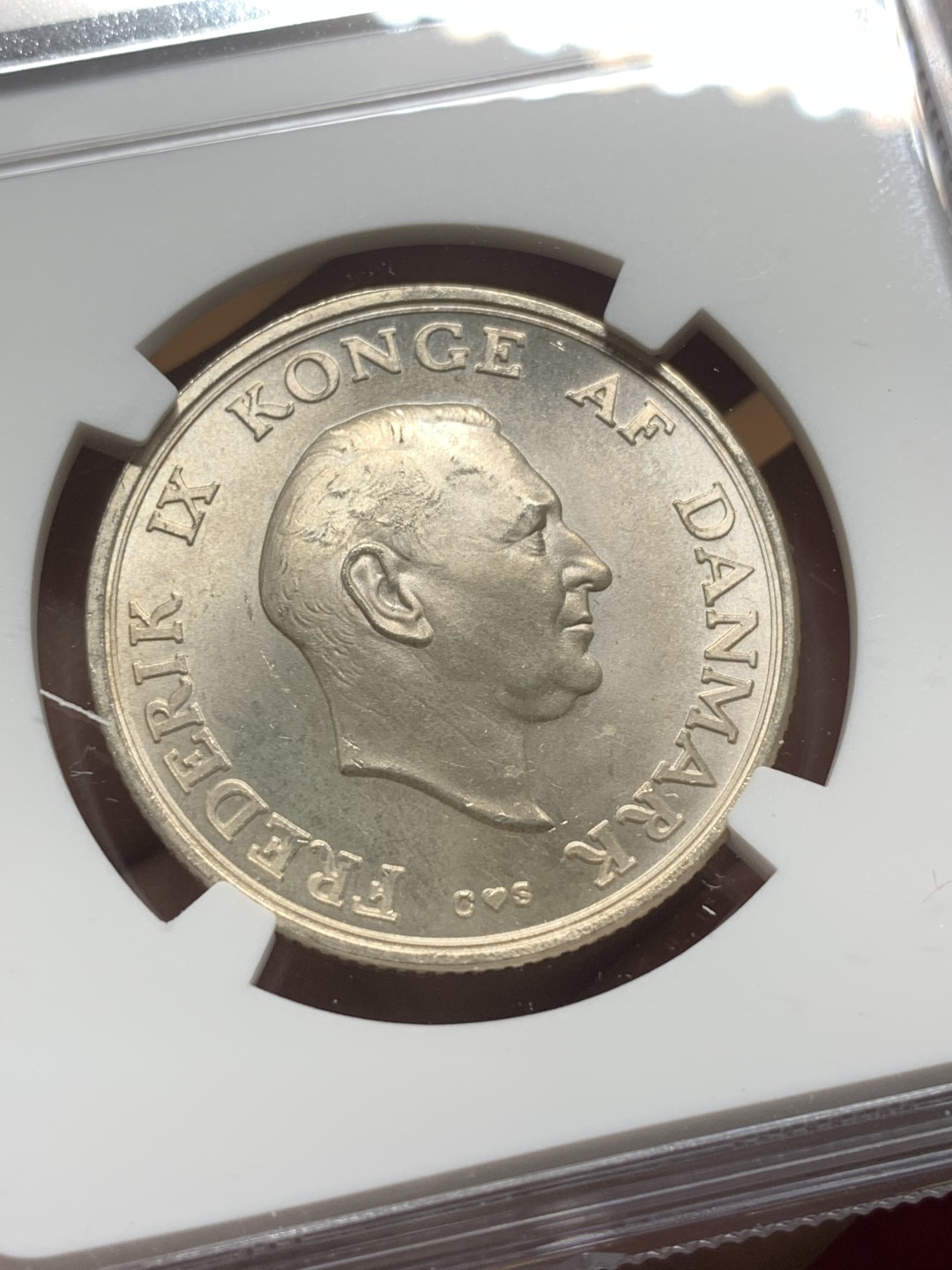 《竞宝斋》第98场-本周日，周一2场连拍（全场不限金额包邮） NGC-MS63 丹麦1958年 公主Margarita 2克朗银币 原光好品 少见品种