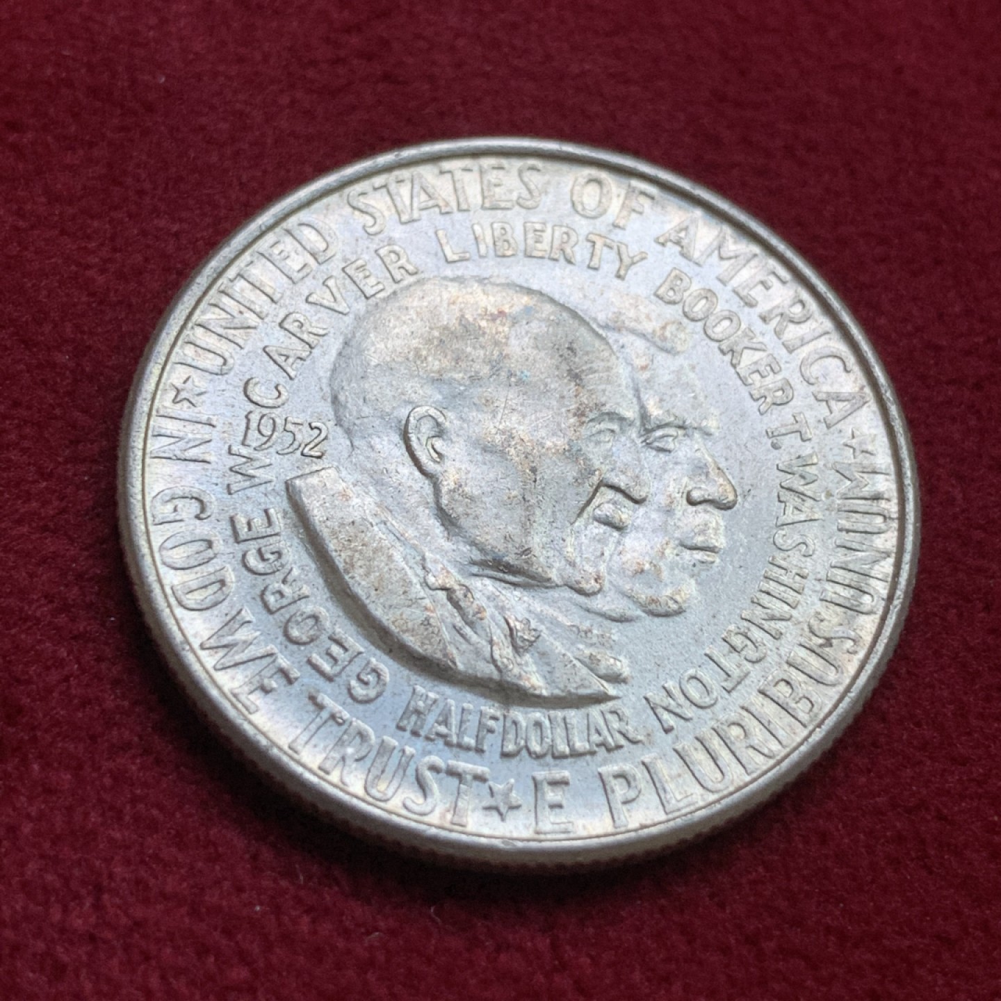 《竞宝斋》第98场-本周日，周一2场连拍（全场不限金额包邮） 美国1952年纪念银币 半美元 地图币 BU好品