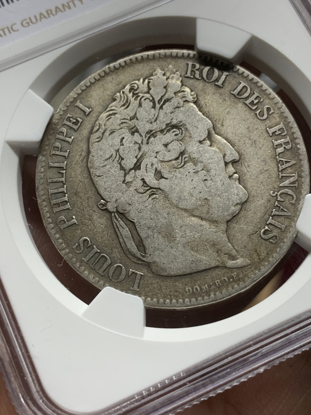 《竞宝斋》第98场-本周日，周一2场连拍（全场不限金额包邮） NGC-VF25 法国1833-W年 路易斯飞利浦一世5法郎大银币 原味好品 别看分数低 这也是第五名 早期年份出分不易