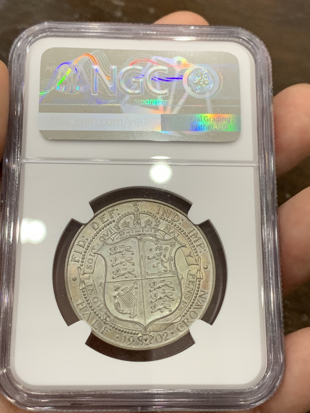 《竞宝斋》第98场-本周日，周一2场连拍（全场不限金额包邮） NGC PF62MATTE 五彩英国1902年爱七精制半克朗银币