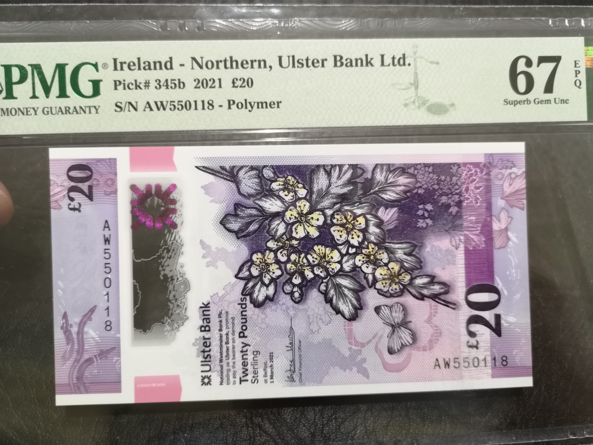 《外钞收藏家》第二百零四期 2021年北爱尔兰20镑 PMG67 无47尾8