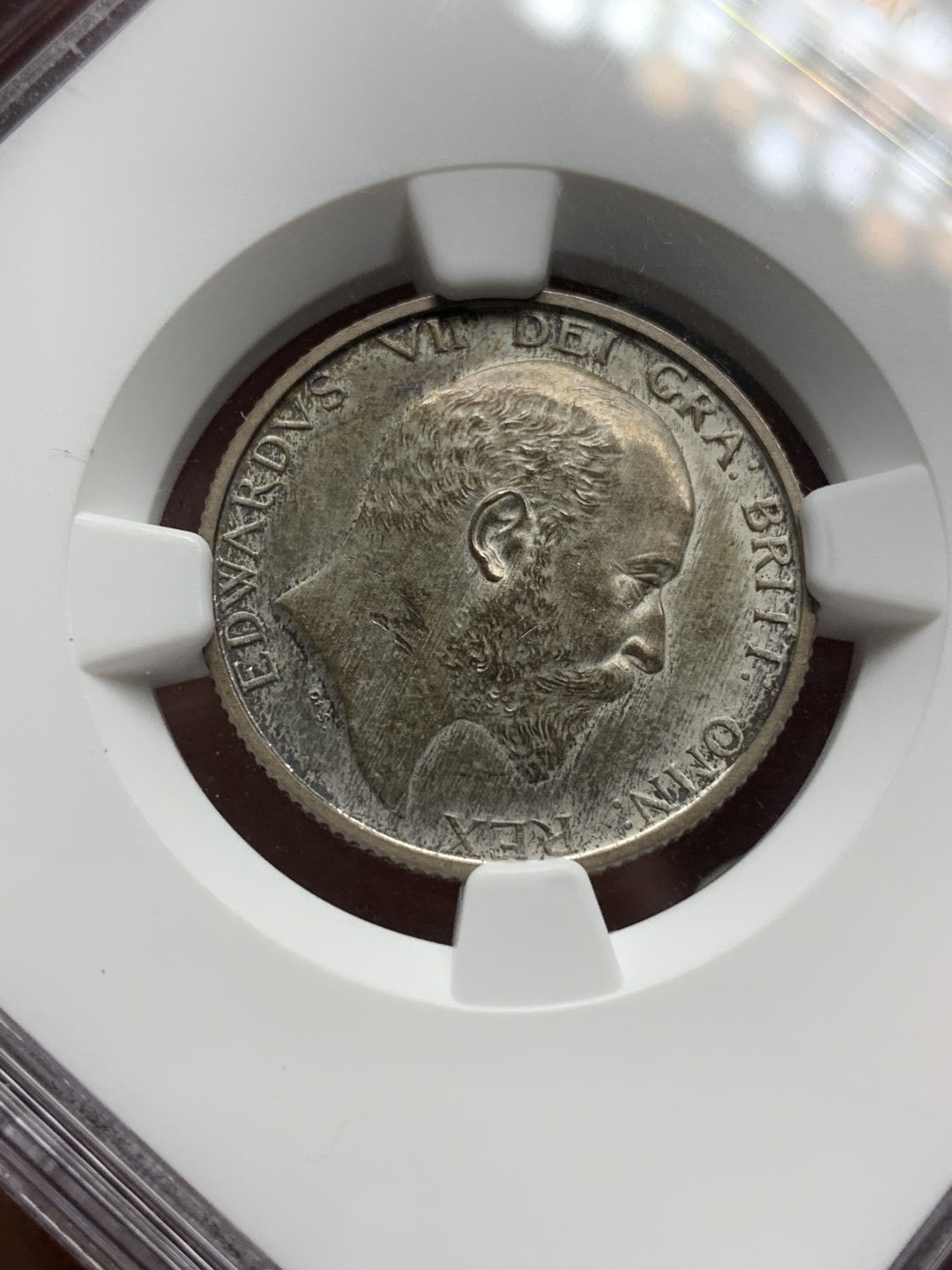 《竞宝斋》第98场-本周日，周一2场连拍（全场不限金额包邮） NGC PF62MATTE 深彩英国1902年爱七精制一先令银币