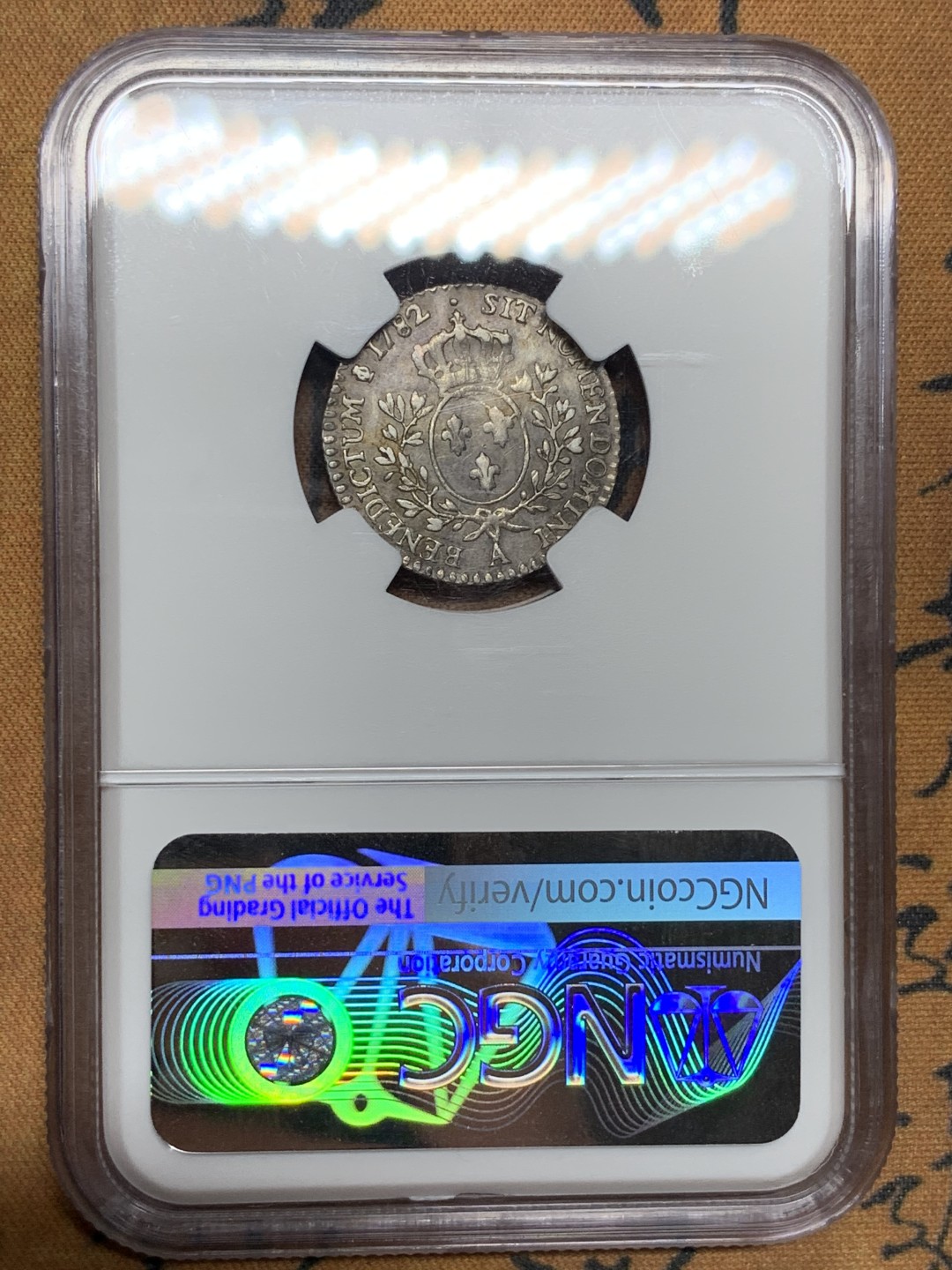 《竞宝斋》第98场-本周日，周一2场连拍（全场不限金额包邮） NGC AU评级 法国 1782 路易十六 12s即1/10埃居 银币 打制极好