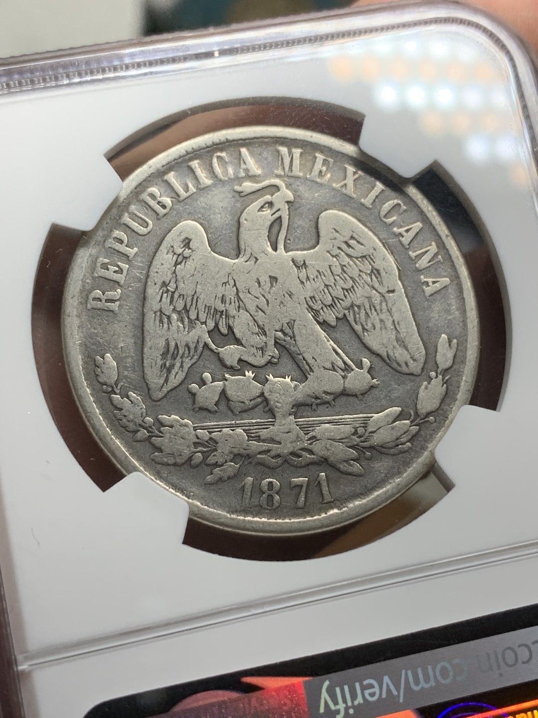 《竞宝斋》第98场-本周日，周一2场连拍（全场不限金额包邮） NGC F12 墨西哥 1871年 天平 1比索  鹰洋 大银币 打制好 自然流通状态