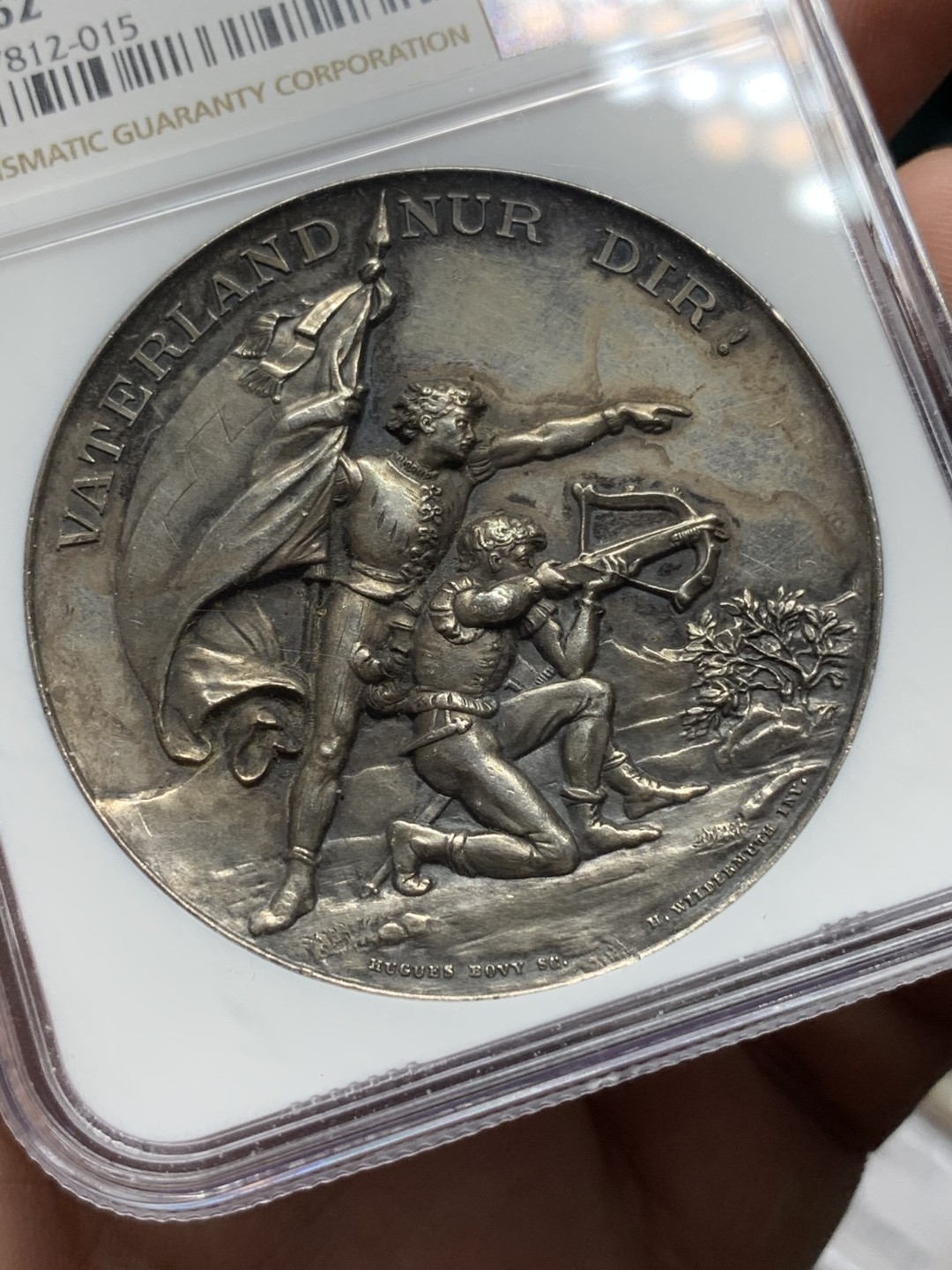 《竞宝斋》第98场-本周日，周一2场连拍（全场不限金额包邮） NGC-MS62 1891 瑞士 苏黎世 大规格 深浮雕 射击节银章 细节一如既往