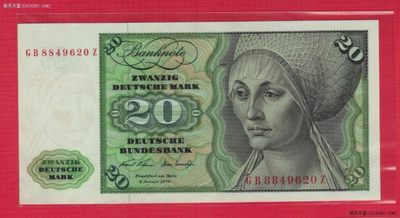 德国(联邦德国 西德)1970年20马克 P-32a 欧洲纸币 实物图 UNC - 德国(联邦德国 西德)1970年20马克 P-32a 欧洲纸币 实物图 UNC