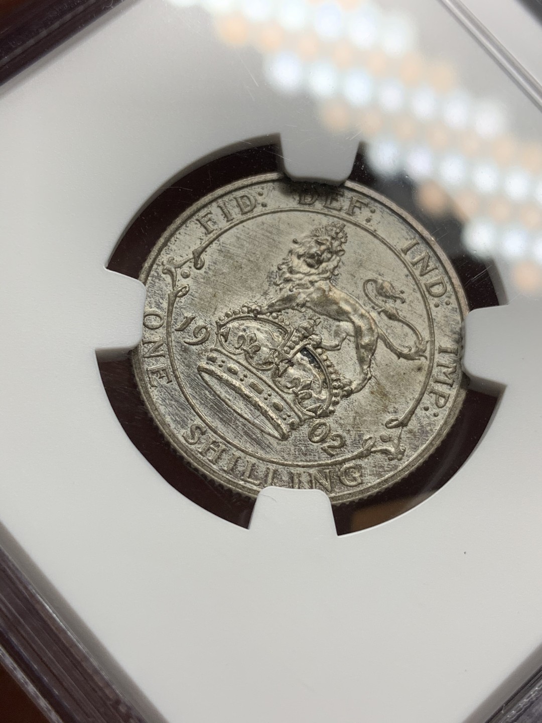 《竞宝斋》第98场-本周日，周一2场连拍（全场不限金额包邮） NGC PF62MATTE 深彩英国1902年爱七精制一先令银币